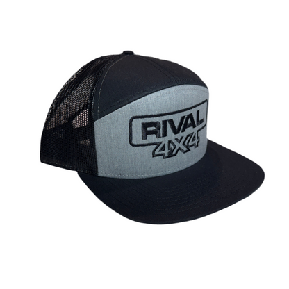 RIVAL 4x4 Black Gray Trucker Hat Embroidered